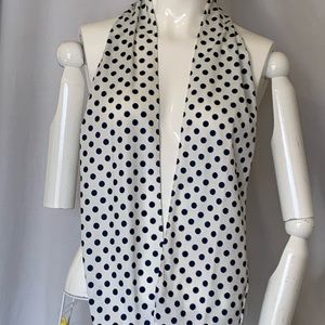 Vintage scarf, white with black polkadots